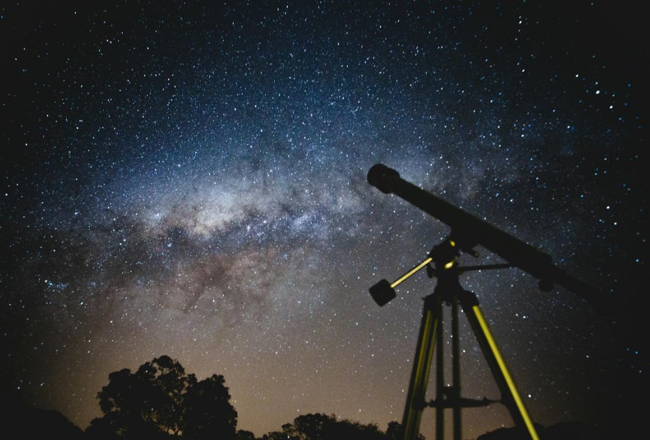 Night sky and telescope